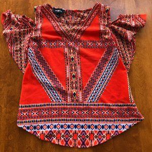 Amy Byer Coral Cold Shoulder Dressy Blouse